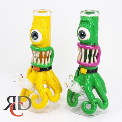 WATER  PIPE HANDPAINTED STRAIGHT TUBE WITH OCTOPUS THEME WP2599 1CT